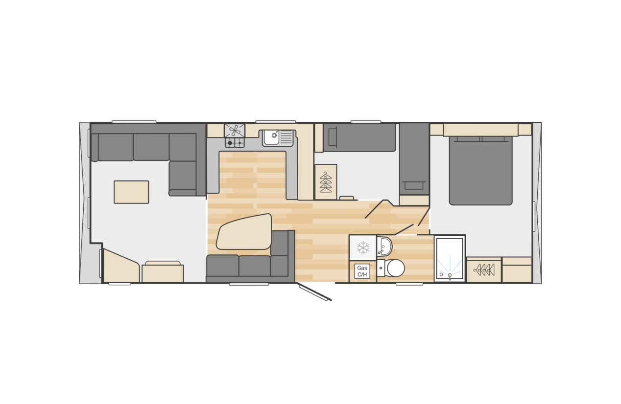 Holiday home layout 33 x 12